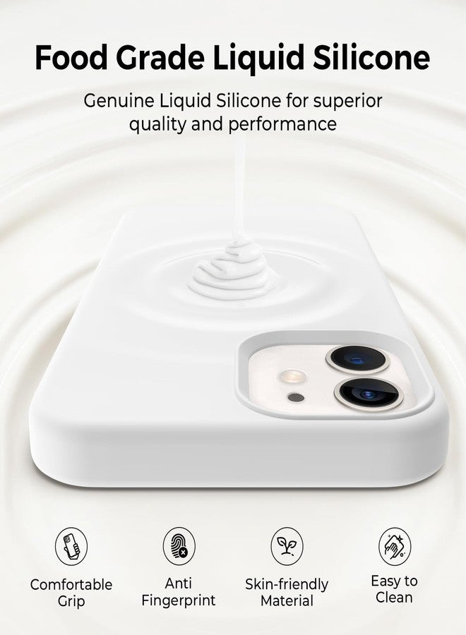 AOTESIER Shockproof Designed for iPhone 12 Mini Case, Food Grade Liquid Silicone Phone Case with [Soft Anti-Scratch Microfiber Lining] Drop Protection 5.4 inch Slim Thin Cover, White - Image 4